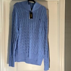Men's Blue Cable Knit Sweater